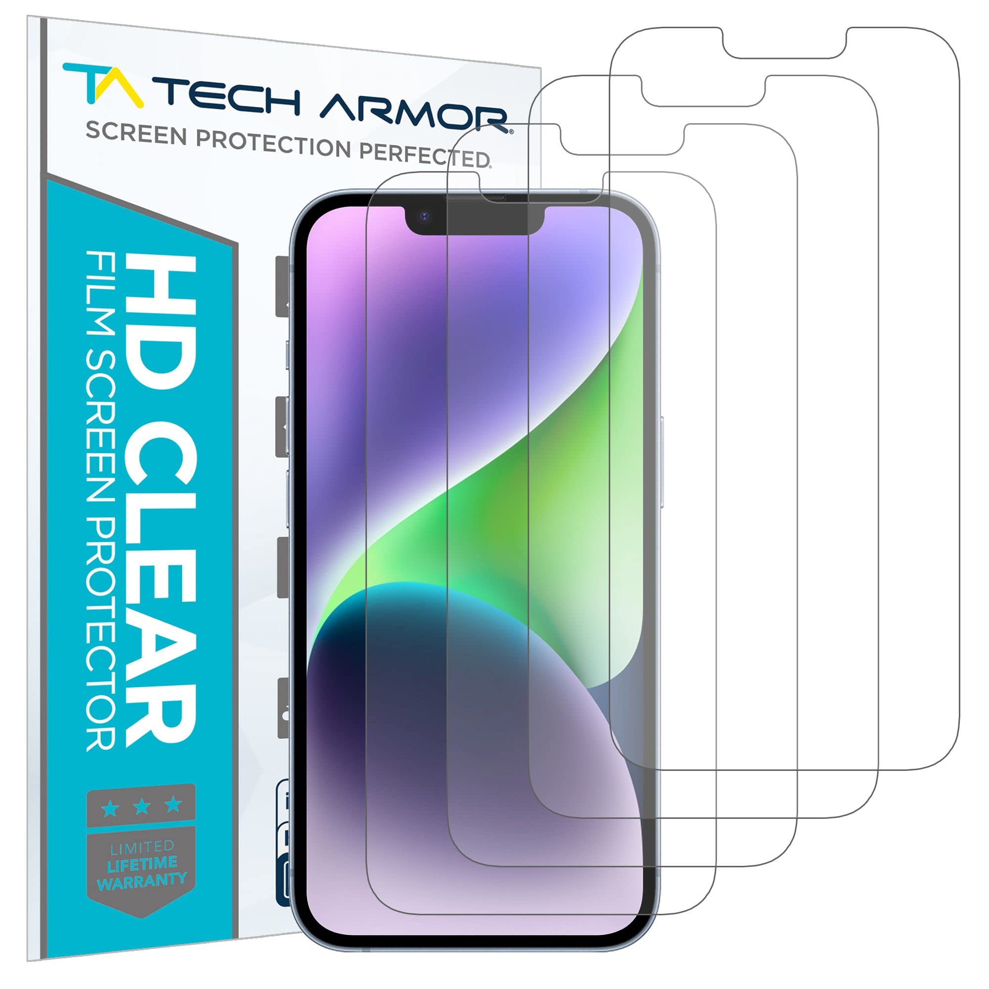 Tech Armor 4 Pack HD Clear Film Screen Protector Compatible for Apple NEW  iPhone 14 Plus (2022) and iPhone 13 Pro Max (2021) 5G 6.7 Inch